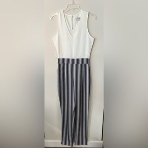 Cisono White and Navy Jumpsuit, Size L